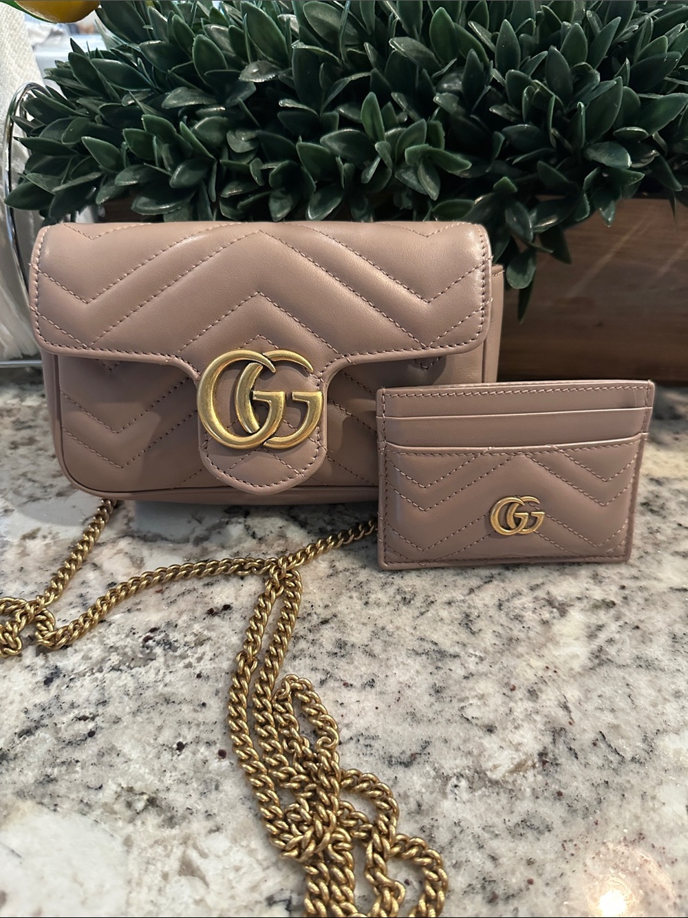 Gucci Beige Taupe Quilted Leather Crossbody with Card Holder